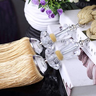 1 Pair Luxurious Crystal Beaded Curtain Tiebacks Creative Curtain Buckle Drapery Curtain Tassel Rope Tiebacks Curtain Holdbacks (Golden)