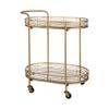 Contemporary Modern Metal 2 Tiered Mirror Tray Bar Cart, Metal Cart, Office, Kitchen, Dining Room, Gold view 1