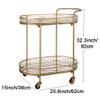 Contemporary Modern Metal 2 Tiered Mirror Tray Bar Cart, Metal Cart, Office, Kitchen, Dining Room, Gold view 2