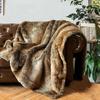 BATTILO HOME Large Brown Faux Fur Throw Blanket for Bed, Fall Fur Blanket and Throws, 60 x 80 Inches Super Soft Fuzzy Thick Warm Blankets for Couch, Reversible to Plush Velvet view 2
