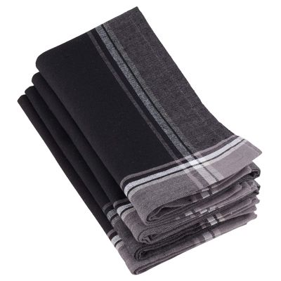 100% Cotton Stripe Border Design Table Napkins (Set of 4) Black Modern Contemporary Square