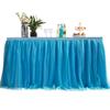 MYMM 9FT(108 * 31 in) Blue Tulle Tutu Table Skirt, Wedding Bridesmaid, Baby Party Skirt, Rectangle Or Round Decorative Table Decoration, Fashion Deluxe Romantic Birthday Party Shower(Wave) view 1