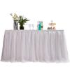 MYMM 6FT(72 * 31 in) White Tulle Tutu Table Skirt, Wedding Bridesmaid, Baby Party Skirt, Rectangle Or Round Decorative Table Decoration, Fashion Deluxe Romantic Birthday Party Shower(Wave) view 1