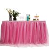 MYMM 6FT(72 * 31 in) Pink Tulle Tutu Table Skirt, Wedding Bridesmaid, Baby Party Skirt, Rectangle Or Round Decorative Table Decoration, Fashion Deluxe Romantic Birthday Party Shower(Wave) view 1