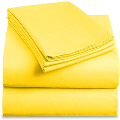 Bedding Castle, 800 Thread Count Luxury Egyptian Cotton 4pc Sheet Set - Stain Wrinkle Fade Resistant, 11 inch Deep Pocket Bedding Set (Full XL, Yellow)