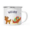 Andaz Press Personalized Name 11oz. Kids Christmas Hot Chocolate Stainless Steel Campfire Coffee Mug Adorable Rudolph Reindeer Sleigh, 1-Pack Custom Birthday Xmas Cup Hot Cocoa Mugs Christmas Mug Kids view 1
