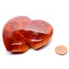 3.9" Red Carnelian Agate Puffy Heart Bite Off Banded Natural Crystal Sparkling Mineral Polished Love Stone Heart - Madagascar + Acrylic Display Stand view 2