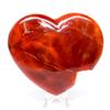 3.9" Red Carnelian Agate Puffy Heart Bite Off Banded Natural Crystal Sparkling Mineral Polished Love Stone Heart - Madagascar + Acrylic Display Stand view 3