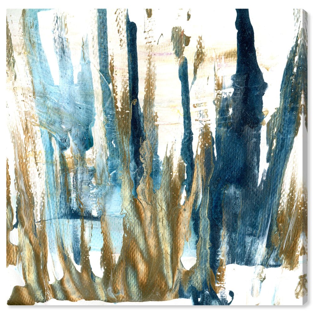 The Oliver Gal Artist Co. Abstract Wall Art Canvas Prints 'Belief' Paint Home Dcor, 16" x 16", Gold, Blue