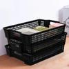 Anbers Black Plastic Storage Baskets, Stackable Office Organizer Trays, 6 Packs view 3