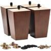La Vane 5 inch Solid Wood Furniture Legs Set of 4 Square Pyramid Walnut Replacement Feet for Couch, Sofa, DIY Repair & Restoration with Pre-Drilled 5/16'' Bolt & Hardware, Mid-Century Modern Style view 1