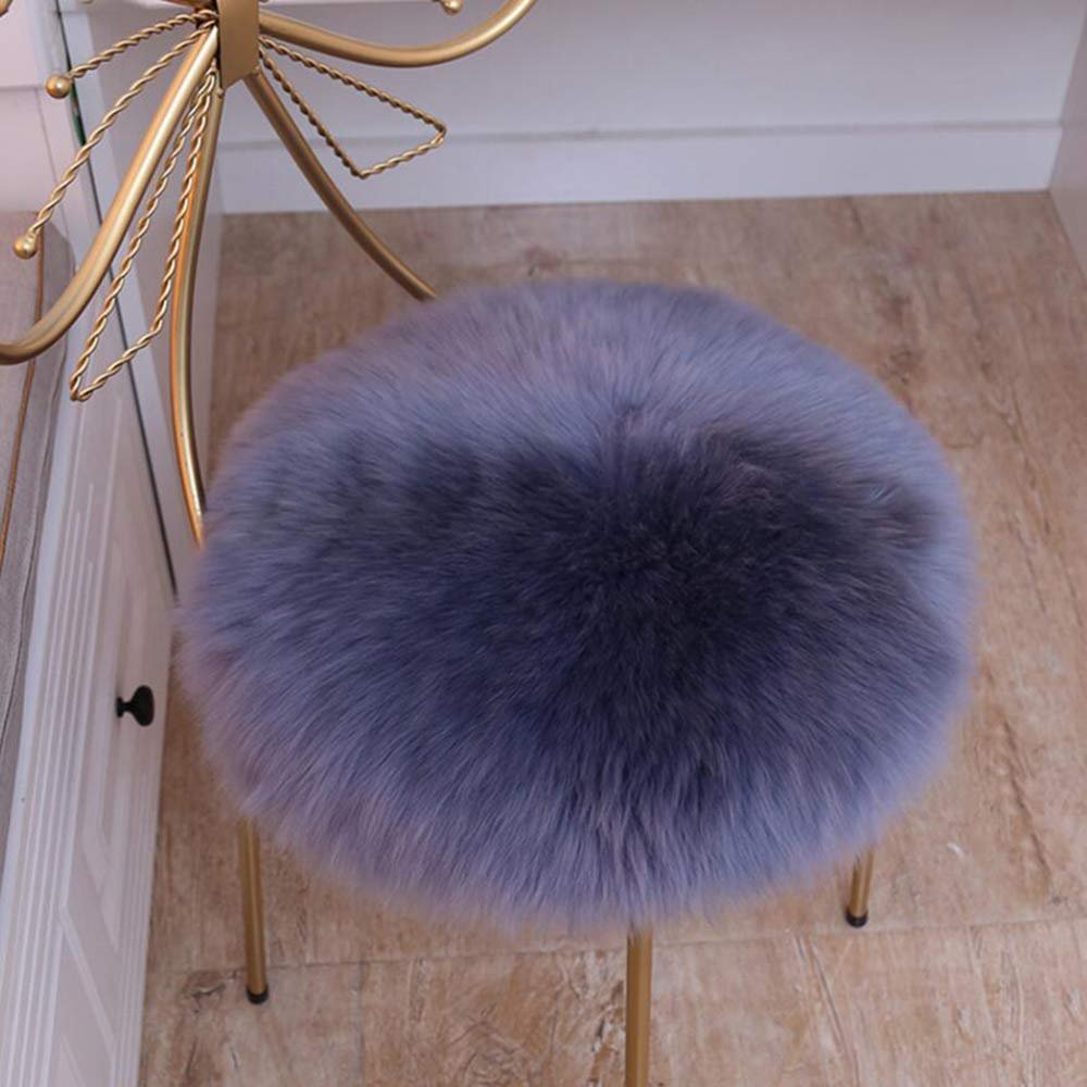 LOVEHOME Australia Sheepskin Seat Cushion,Genuine Wool Seat Cover,Round Fluffy Faux Chair Cushion Plush Seat Pads for Barstool Or Stool-d 40x40cm(16x16inch)