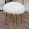 LOVEHOME Long Wool Seat Cushion,Sheepskin Seat Cover,Faux Fur Chair Pad Winter Warm Round Solid Color Chair Cover-whiteb 50x50cm(20x20inch) view 1