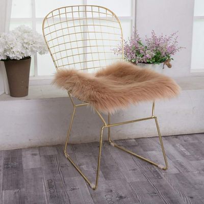 LOVEHOME Square Sheepskin Chair Cushion,Fluffy Wool Car Interior Seat Cover,Soft Seat Cushion Warm Fit for Auto Square Table-Brown 40x40cm(16x16inch)