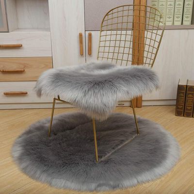 LOVEHOME Square Sheepskin Chair Cushion,Fluffy Wool Car Interior Seat Cover,Soft Seat Cushion Warm Fit for Auto Square Table-Gray 45x45cm(18x18inch)