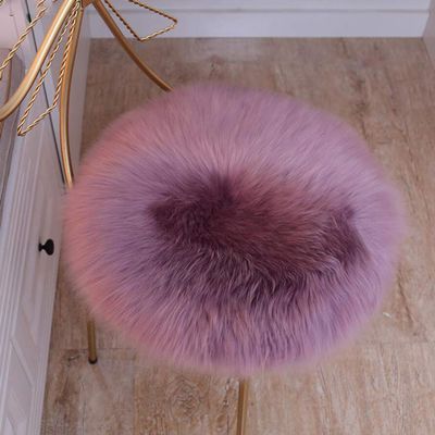 LOVEHOME Australia Sheepskin Seat Cushion,Genuine Wool Seat Cover,Round Fluffy Faux Chair Cushion Plush Seat Pads for Barstool Or Stool-h 40x40cm(16x16inch)
