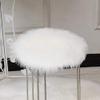 LOVEHOME Round Sheepskin Seat Cover,Fur Chair Cushion Wool Area Rugs for Floor Plush Carpet for Children Kids(only 1 Piece)-White 45x45cm(18x18inch) view 2