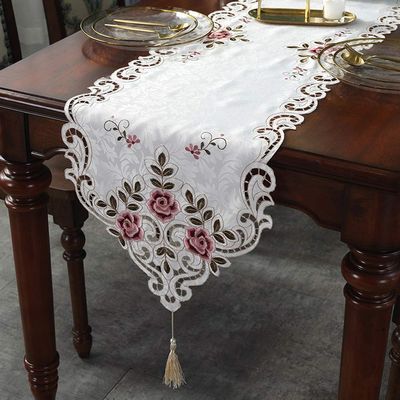 Table Runners AGYH Simple European lace Embroidery Table Flag Coffee Table Table Decoration Tablecloth Bed Flag Shoe Cabinet Fabric 40 * 250cm (Size : 40 * 250cm)