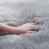LOVEHOME Round Sheepskin Seat Cover,Fur Chair Cushion Wool Area Rugs for Floor Plush Carpet for Children Kids(only 1 Piece)-Gray 50x50cm(20x20inch) view 2