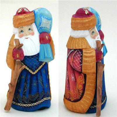 A Bit of Britain - Father Frost with Staff and Holding Sack - All Wood