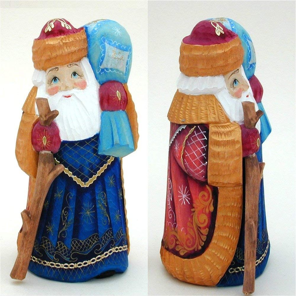 A Bit of Britain - Father Frost with Staff and Holding Sack - All Wood