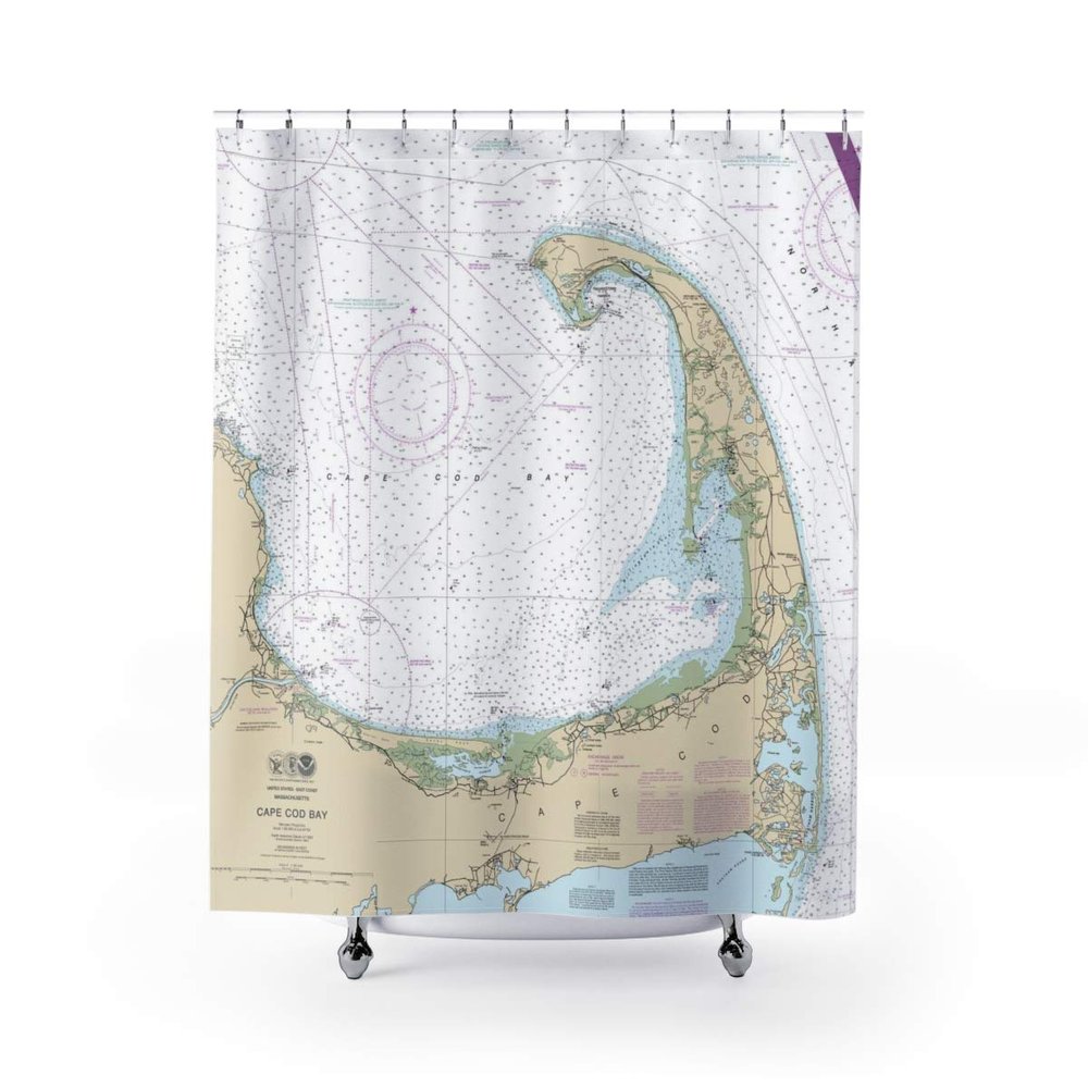Cape Cod Bay Chart Shower Curtains (13246), 71 x 74
