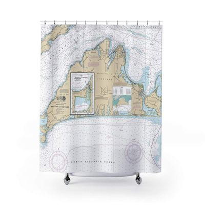 Martha's Vineyard Nautical Chart Shower Curtains, 71 x 74