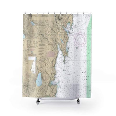 Camden Harbor Nautical Chart Shower Curtains, 71 x 74