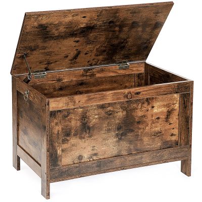 HOOBRO Toy Box, Retro Wooden Look Storage Chest with Safety Hinge, Entryway Storage Bench Supports 220 lb, 29.9 x 15.7 x 18.9 Inches Toy Chest Organizer, Easy Assembly (Rustic Brown) BF75CW01G1