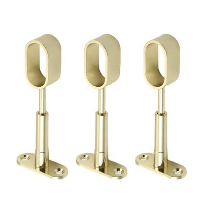 MroMax Shower Curtain Rods Wardrobe Pipe Lever Wall Mounted Support Bracket Suitable Pipe Diameter 0.63" x 1.18" Golden Tone 6pcs