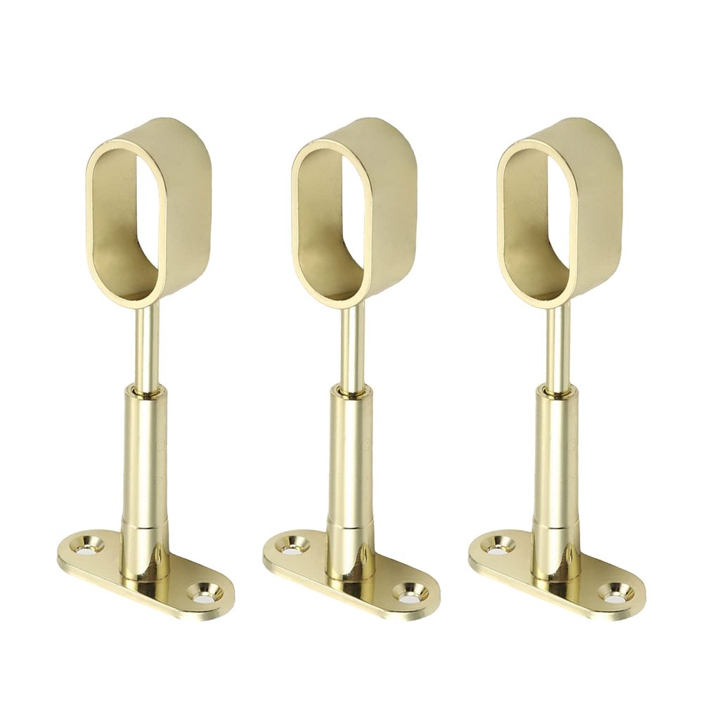 MroMax Shower Curtain Rods Wardrobe Pipe Lever Wall Mounted Support Bracket Suitable Pipe Diameter 0.63" x 1.18" Golden Tone 6pcs