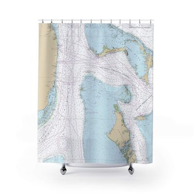 Bahamas Gulf Stream Crossing Nautical Chart Shower Curtains, 71 x 74