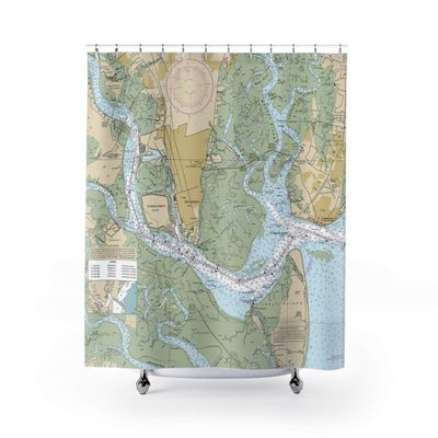 Brunswick Nautical Chart Shower Curtains, 71 x 74