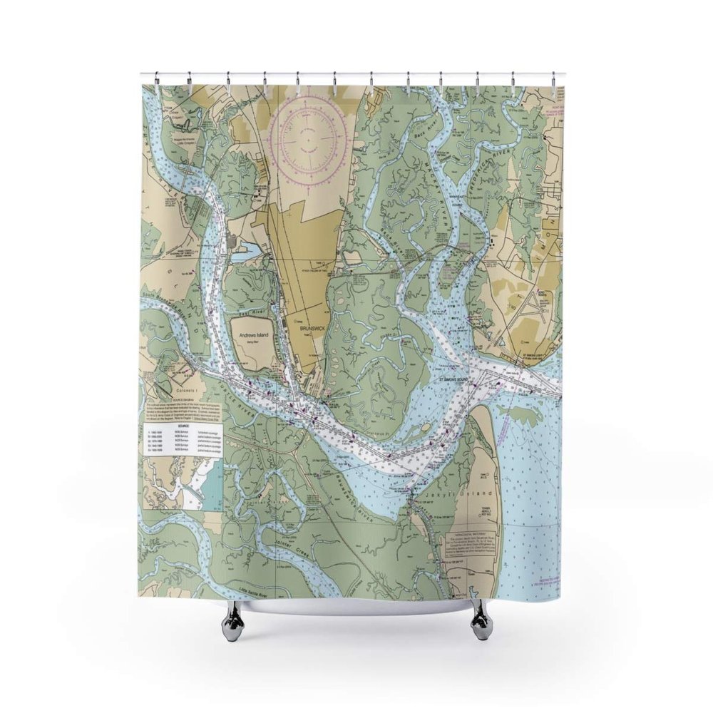Brunswick Nautical Chart Shower Curtains, 71 x 74