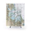 Boston Harbor, Hingham, Hull and The Islands Nautical Chart Shower Curtains, 71 x 74 view 1