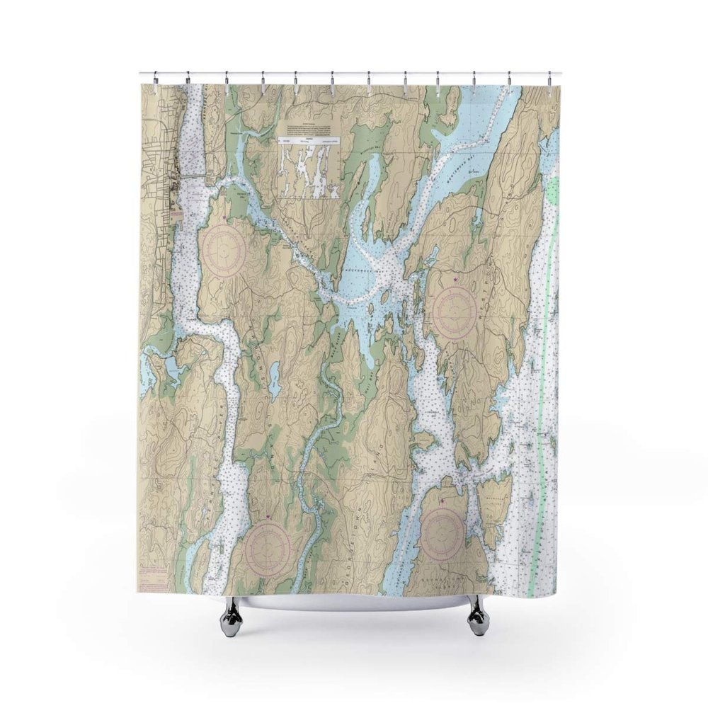 Bath Maine Nautical Chart Shower Curtains, 71 x 74