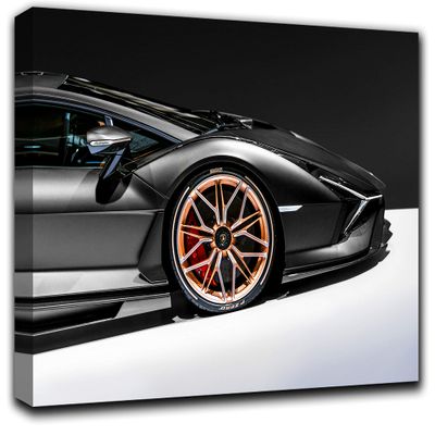 Black Lambo Sian Close-Up Wall Art Decor Picture Painting Poster Print on Canvas Panels Pieces - Sport Car Theme Wall Decoration Set - Sportcar Wall Picture for Showroom Office 17 by 30 in