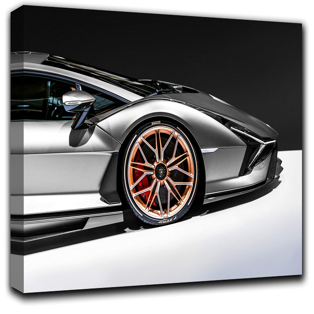 Lamboi Sian Close-Up Wall Art Decor Picture Painting Poster Print on Canvas Panels Pieces - Sport Car Theme Wall Decoration Set - Sportcar Wall Picture for Showroom Office 23 by 40 in