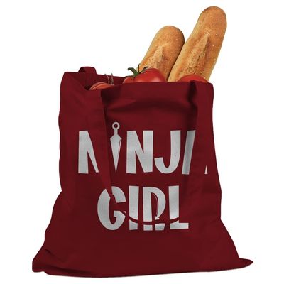 Indica Plateau Ninja Girl Red Large Canvas Tote Bag