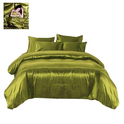 Comfort Bed Store Ultra Soft Silky Satin 8 Piece (1 Flat Sheet + 1 Fitted Sheet with 18 inches Deep Pocket+ 1 Comforter + 1 Duvet Cover + 4 Pillow Cases) Comforter Set,Sage, Cal-King