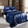 Comfort Bed Store Ultra Soft Silky Satin 8 Piece (1 Flat Sheet + 1 Fitted Sheet with 18 inches Deep Pocket+ 1 Comforter + 1 Duvet Cover + 4 Pillow Cases) Comforter Set,Navy Blue, Queen view 4
