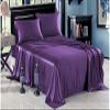 Comfort Bed Store Ultra Soft Silky Satin 8 Piece (1 Flat Sheet + 1 Fitted Sheet with 18 inches Deep Pocket+ 1 Comforter + 1 Duvet Cover + 4 Pillow Cases) Comforter Set,Purple, Queen view 3