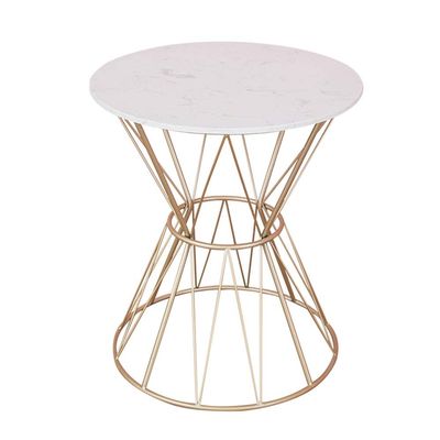Coffee Tables WFF Nordic Minimalist Round Marble Sofa Table, Metal Frame, Durable, Waterproof, Rust-Proof