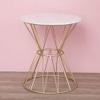 Coffee Tables WFF Nordic Minimalist Round Marble Sofa Table, Metal Frame, Durable, Waterproof, Rust-Proof view 2