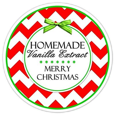 Custom Vanilla Extract Labels, Red and Green Christmas Vanilla stickers, Homemade Kitchen Labels (2.5 Inch round, 24 count)