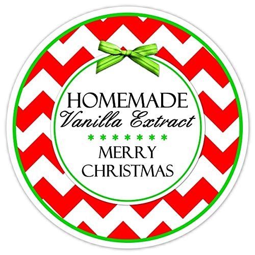 Custom Vanilla Extract Labels, Red and Green Christmas Vanilla stickers, Homemade Kitchen Labels (2.5 Inch round, 24 count)