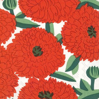 Boston International IHR Marimekko 20-Count Luncheon 3-Ply Paper Napkins, 6.5 x 6.5-Inches, Primavera Red
