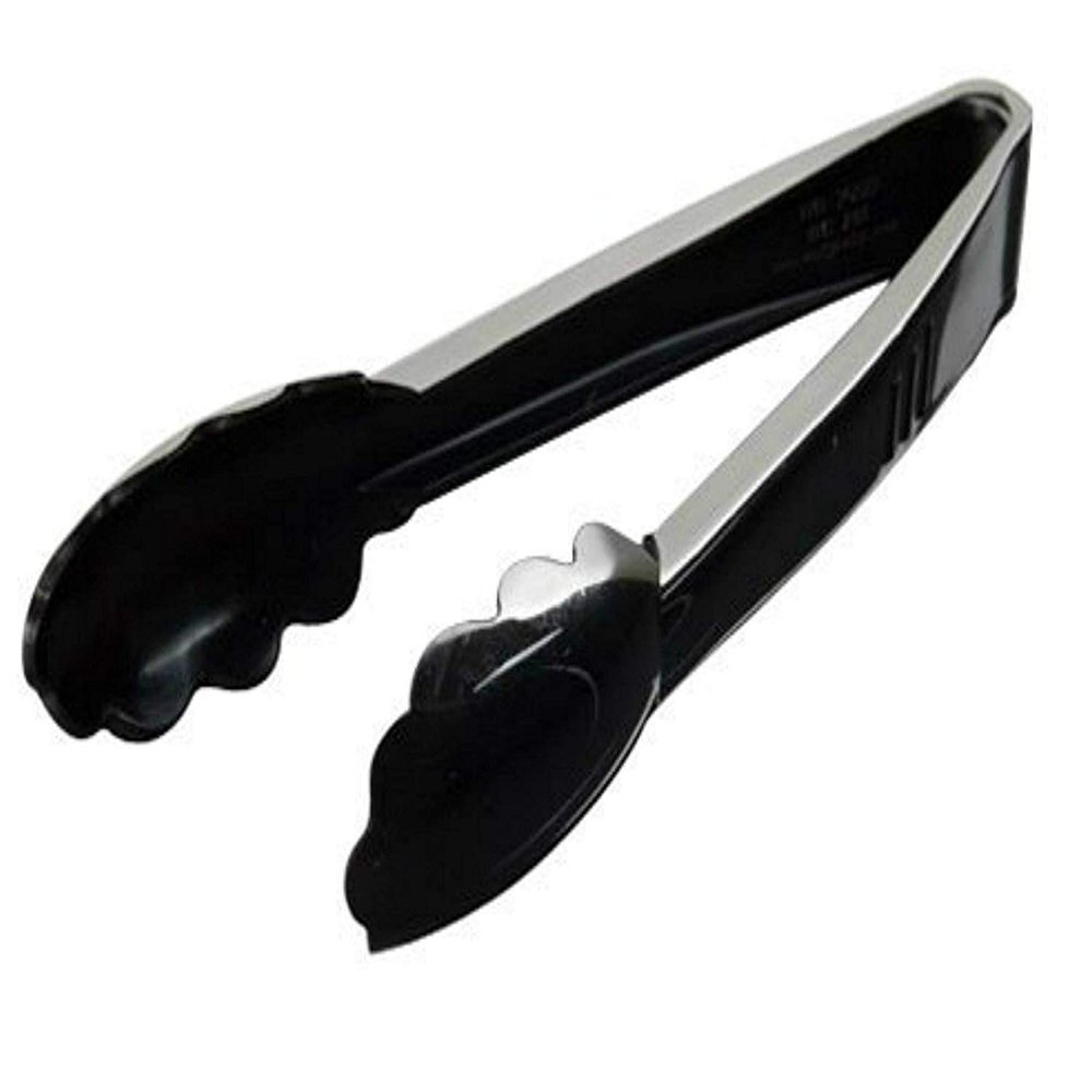 96 9" Black Heavy Duty Scalloped Plastic Food Service Tongs Disposable Food Tongs long tong Salad tongs Serving tongs Ice tongs Bbq tongs Catering Utility Tong High Heat Plastic Tongs Candy tongs Bulk