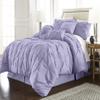 HNU 7 Piece Pintuck Comforter Set Cal King, Pinch Pleated Classic Contemporary Elegant Textured Decorative Lavender Bedding Warm Soft Cozy Comfy Microfiber Fabric view 1