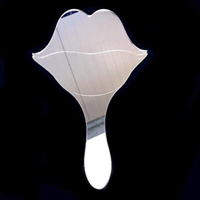 Super Cool Creations Lips Shaped Hand Held Mirror, 10 Inch, Engraved